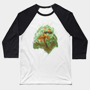 Forest Mushroom Illustration Baseball T-Shirt